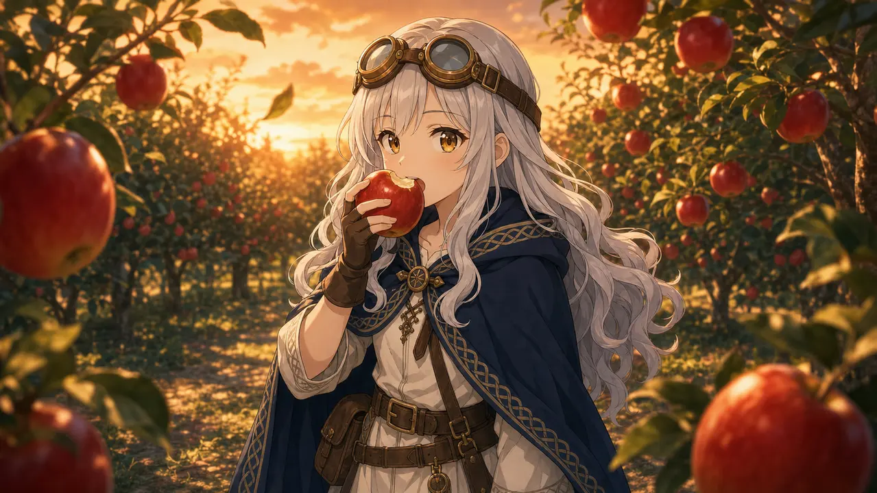 夕陽の林檎畑